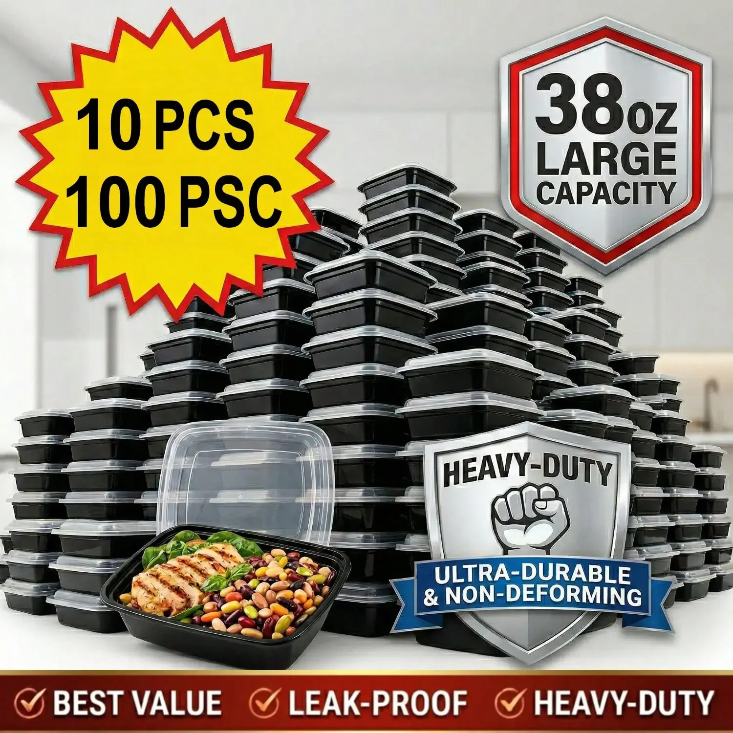 10/100 pièces, boîtes rectangu - Meal Prep Kitchen avis et prix