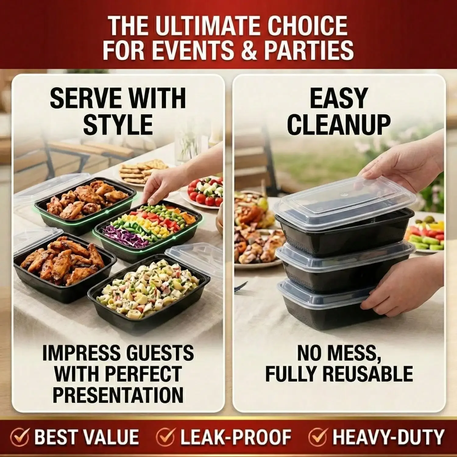 10/100 pièces, boîtes rectangu - Meal Prep Kitchen avis et prix